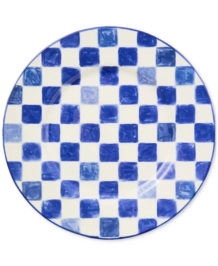 Тарелка Mackenzie-Childs Indigo Check 28 см, синяя
