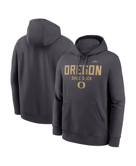 Мужская флисовая толстовка с капюшоном Nike Anthracite Oregon Ducks Shoe Duck Club