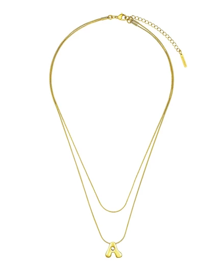 Водостойкое многослойное колье Unwritten x moda Sport серебристого цвета с надписью Initial
