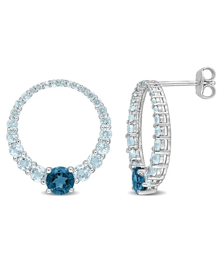 Серьги Macy's с аметистом и голубым топазом, серебро, синие