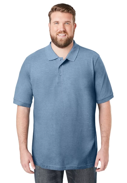 Рубашка-поло из пике без усадки KingSize Big & Tall heather blue