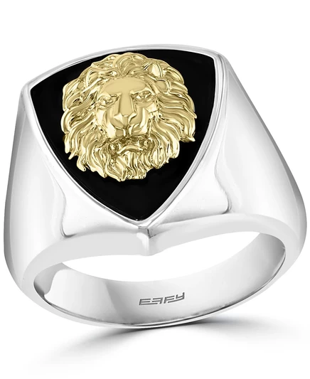 Мужское кольцо EFFY Lion Head, серебро, золото, черное
