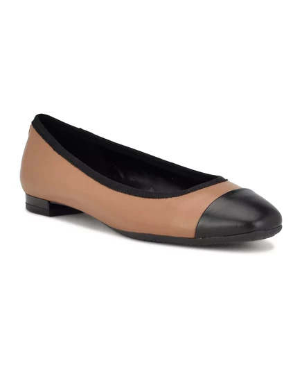 Женские балетки Nine West Ollin 9X9 без застежки с квадратным носком light brown leather multi