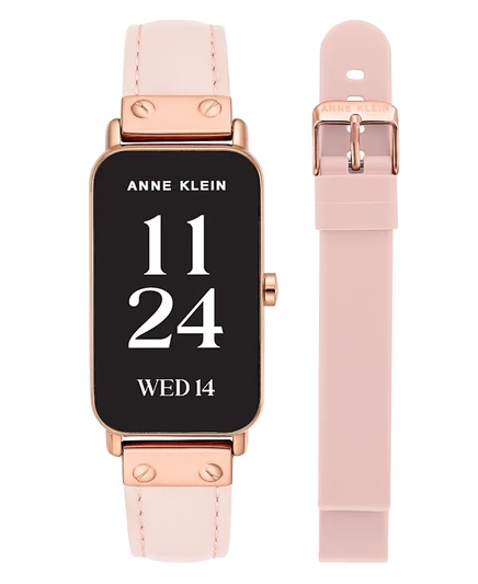 Женские умные часы Anne Klein Connect It Illume с розовой кожей и розовым силиконовым ремешком, 37 мм multi