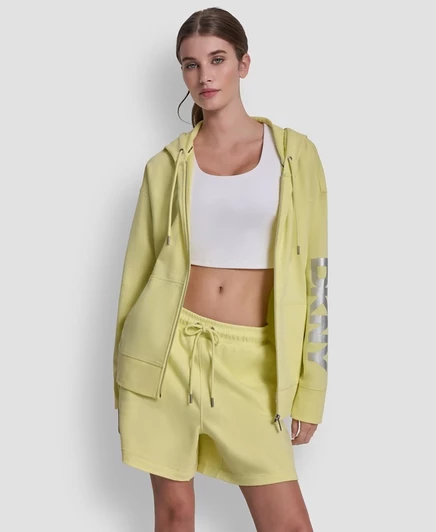 Женская худи DKNY Sport на молнии прямого кроя, желтая