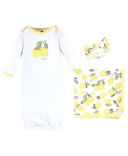 Платье Hudson Baby для маленьких девочек Hudson Layette Essentials, пеленальная накидка и головной убор желтого цвета