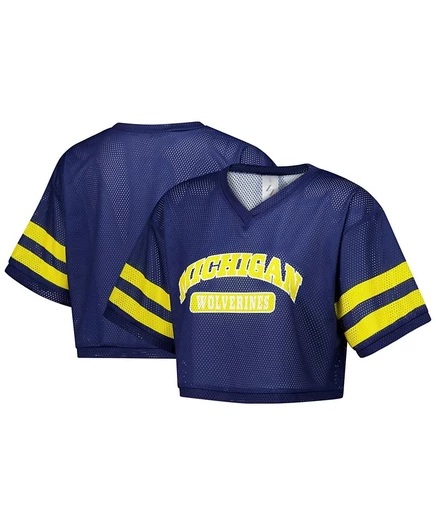 Женская сетчатая укороченная футболка ZooZatz Michigan Wolverines, синяя