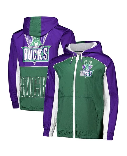 Мужская ветровка Mitchell & Ness Big Shot, зелёно-фиолетовая
