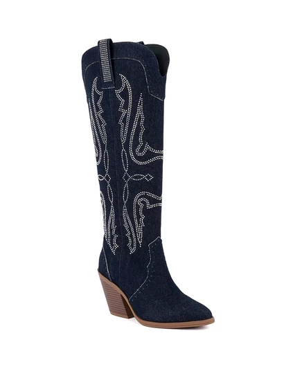 Высокие западные пинетки Sugar Womens Kammy со стразами в стиле Камми dark denim