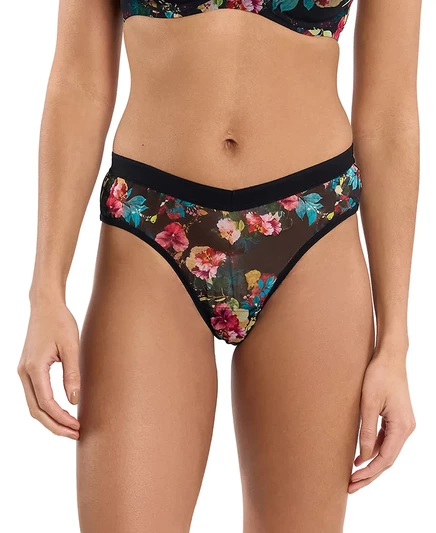 Женские сетчатые стринги с высоким вырезом Hanky Panky botanic romantic black