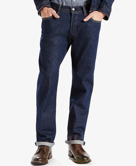 Мужские джинсы Levi's 501 прямого кроя на пуговицах, синие