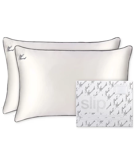 Наволочки Slip Just Married из шелка 20″×30″, белые
