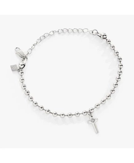 Женский браслет Alex and Ani Cross Ball Chain, серебристый