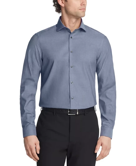  Мужская приталенная рубашка из современной ткани Steel Plus Slim Fit с булавочным шнуром stream