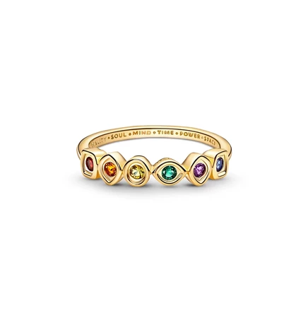 Кольцо Pandora Crystal Stone x Marvel The Avengers с камнями бесконечности gold