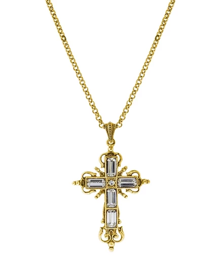 Колье Symbols Of Faith крест позолоченное 14K, белое