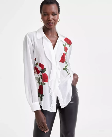  Женская блузка с розовым принтом, эксклюзивно в Macy's zoie place