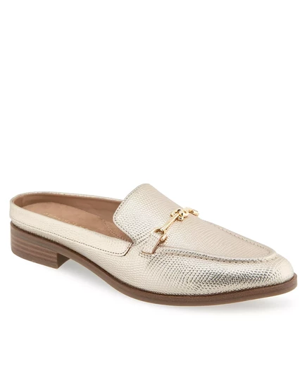  Женские шлепанцы Erik на плоской подошве с острым носком gold metallic lizard embossed faux leather