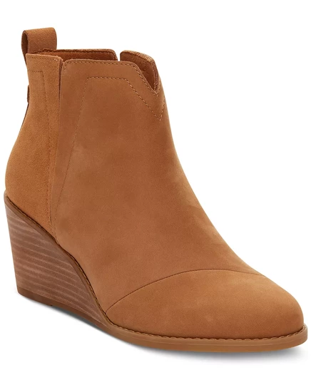  Женские ботильоны-слипоны Clare на танкетке tan leather suede