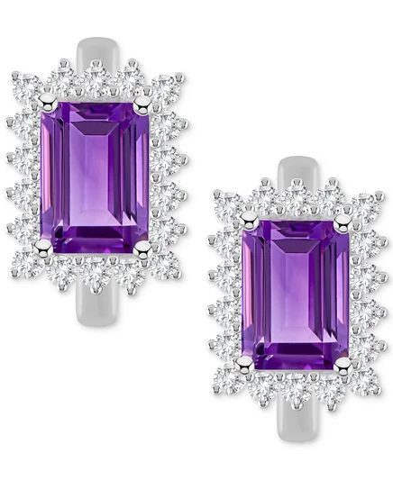 Серьги-кольца Macy's, серебро, аметист и топаз