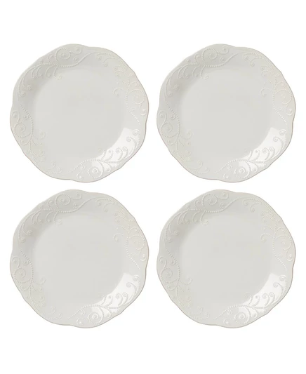 Набор из 4 белых обеденных тарелок Lenox French Perle