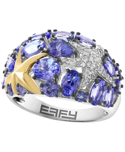 Кольцо EFFY Collection с танзанитом 3,38 кт и бриллиантами 0,20 кт, серебро с позолотой