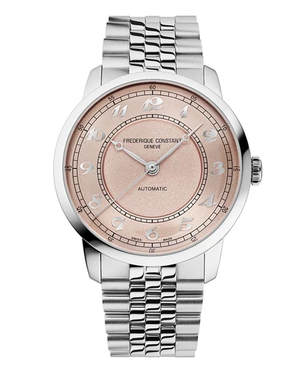 Классические мужские часы Frederique Constant с автоматическим серебристым браслетом, 38,5 мм, серебро