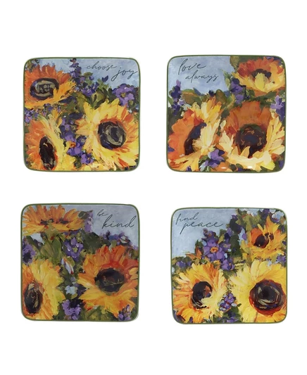 Набор канапе-тарелок Certified International Sunflower Bouquet, 4 шт.