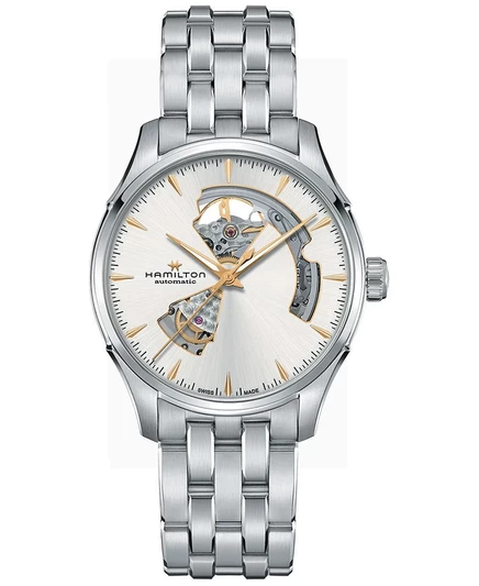 Мужские швейцарские автоматические часы Hamilton Jazzmaster Open Heart с открытым сердцем, браслет из нержавеющей стали, 40 мм, без цвета