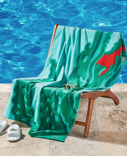 Пляжное полотенце из хлопка с крокодиловым принтом Lacoste, 36 x 72 дюйма