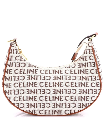 Женская сумка Celine Small Ava жаккардовая с логотипом, бежевая