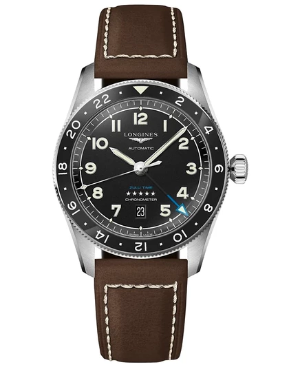Мужские часы Longines Spirit Zulu Time, 42 мм, черные