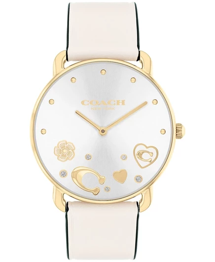 Женские часы Coach Elliot 36 мм с кожаным ремешком, белые