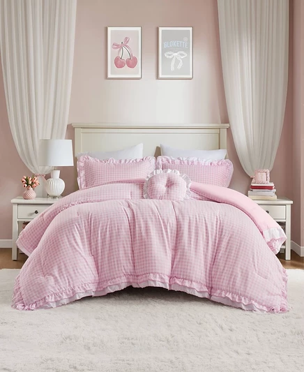 Продуманный дизайн Rowena Breathable Microfiber, 4 шт. Комплект постельного белья, Полный/Queen