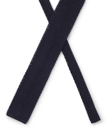 Мужской черный вязаный шелковый галстук Hugo Boss BECKHAM x BOSS dark blue