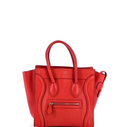 Женская сумка Celine Micro Luggage зернистая кожа, красная