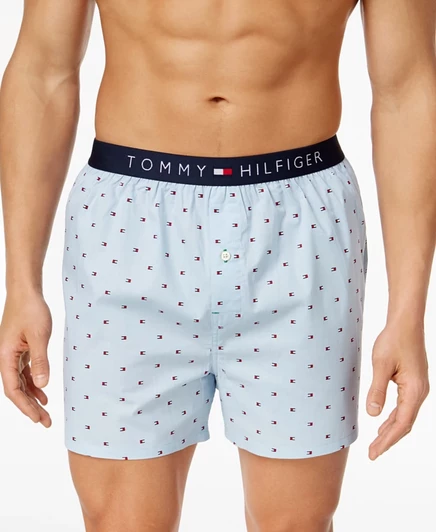Мужские хлопковые боксеры Tommy Hilfiger с логотипом, синие
