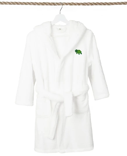 Детский халат Linum Home Turtle с капюшоном, белый