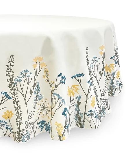Скатерть с бордюром из полевых цветов Lenox, круглая, 70 дюймов blue/white