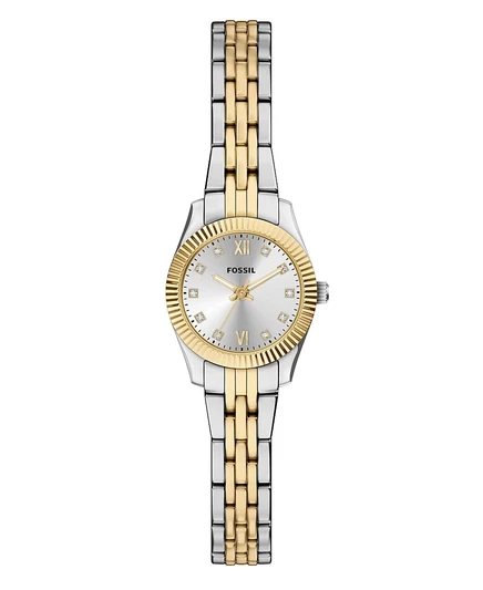 Женские двухцветные часы Fossil Scarlette Mini с тремя стрелками из нержавеющей стали, 20 мм, многоцветные