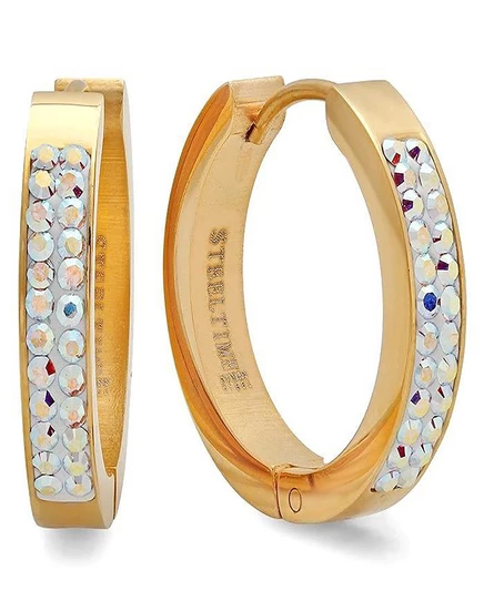 Женские серьги-конго Steeltime 20 мм, 18K позолота, Swarovski