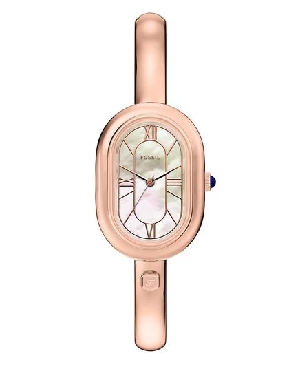 Женские часы Fossil Sloan с тремя стрелками из нержавеющей стали цвета розового золота, 24-миллиметровое золото
