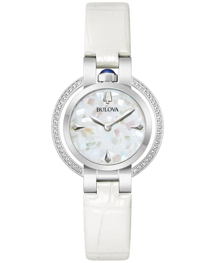 Женские часы Bulova Rubaiyat 31 мм на белом кожаном ремешке