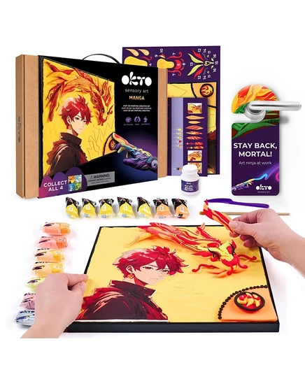 Набор 3D-арта Wise Elk OKTO Manga Fire 29×29 см, разноцветный