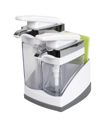 Дозатор Casabella Sink Sider Duo для мыла с губкой, белый