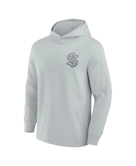 Мужская фирменная серая толстовка Fanatics Seattle Kraken Elements из флиса с капюшоном gray