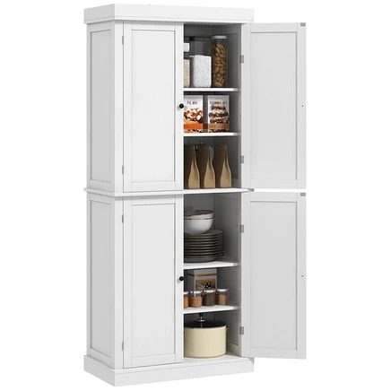 Кухонный шкаф-кладовка HOMCOM 72" с 4 дверцами, под дерево