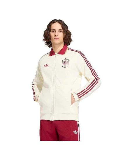 Мужская белая куртка Adidas с гимном Национальной сборной Испании на чемпионате мира 2026 года на молнии белого цвета