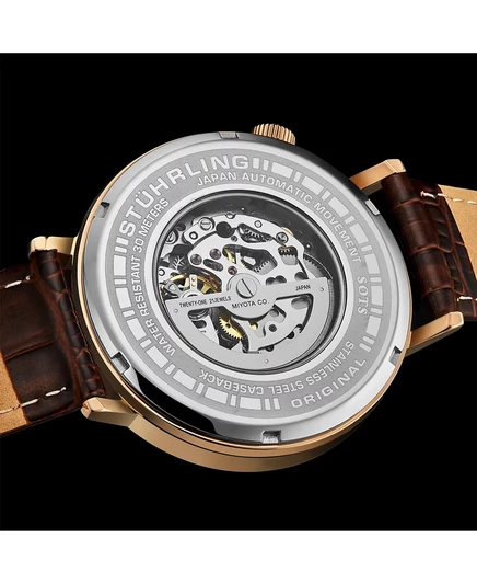 Мужские часы Stuhrling 1021 Quasar Skeleton с автоподзаводом 42 мм rose