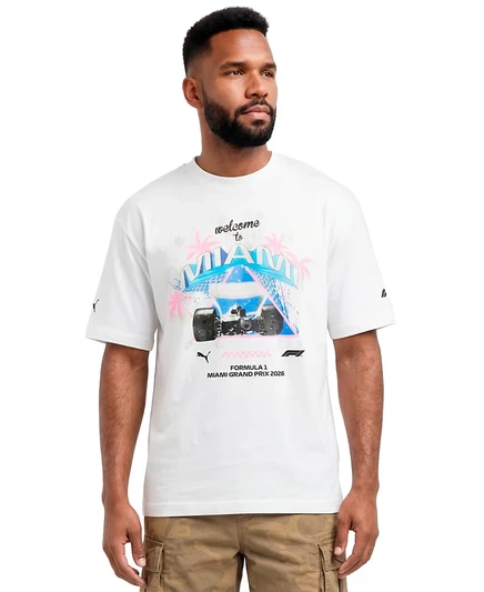 Мужская футболка Puma F1 Miami с постиранным рисунком белого цвета